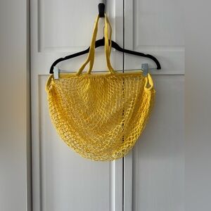 Torre & Tagus Yellow Cotton Mesh Market Tote | Reusable Bag | Boho Shoulder Bag